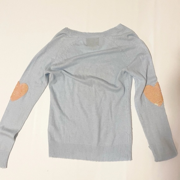 WILDFOX White Label Rabbit Hair Heart Sweater Sequin V Neck Pullover Lightweigt - Picture 5 of 7